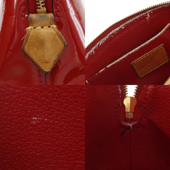 LOUIS VUITTON Pochette Cosmetic Pouch M90009 Rose Andian Red Monogram Vern... - Picture 11 of 12